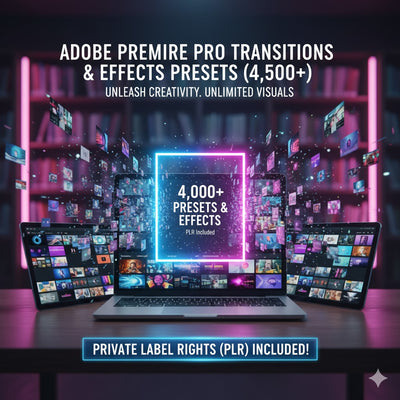 Adobe Premiere Pro Transitions & Effects Presets (4,500+) - Alpha Digital Kit - plr - bundle - business