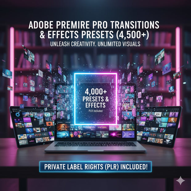 Adobe Premiere Pro Transitions & Effects Presets (4,500+) - Alpha Digital Kit - plr - bundle - business