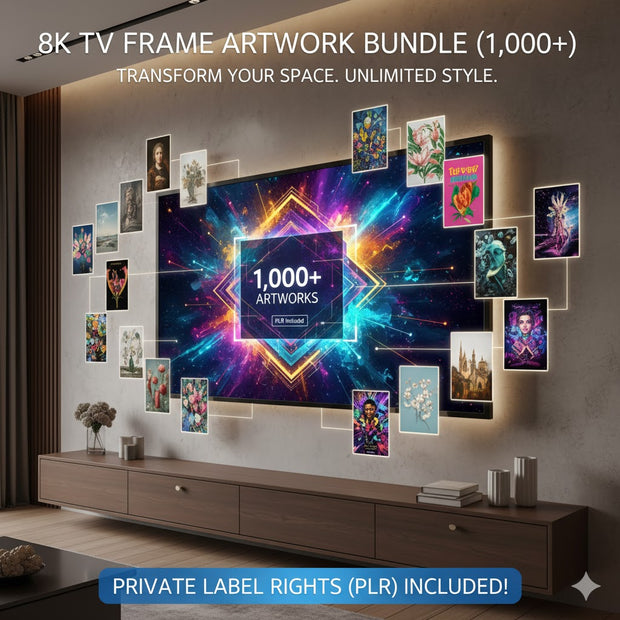 8K TV Frame Artwork Bundle (1,000+) - Alpha Digital Kit - plr - bundle - business